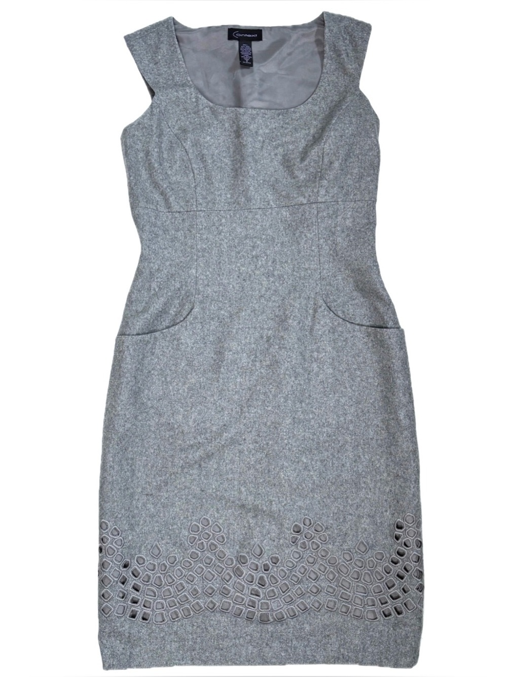 Vintage Gray Wool Blend Sheath Dress Fits 4 6 Corporate Goth Neutral Classic